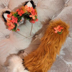 Boutique handmade realistic feminine fox tail and ears set